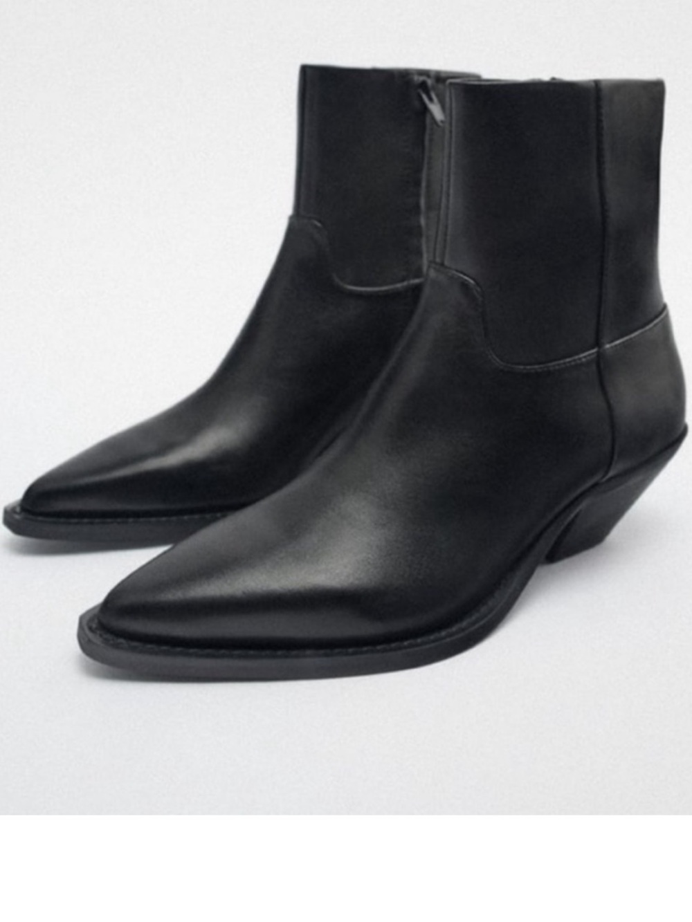 Zara leather cowboy ankle boot booties black EU 36 1122/010 western rodeo